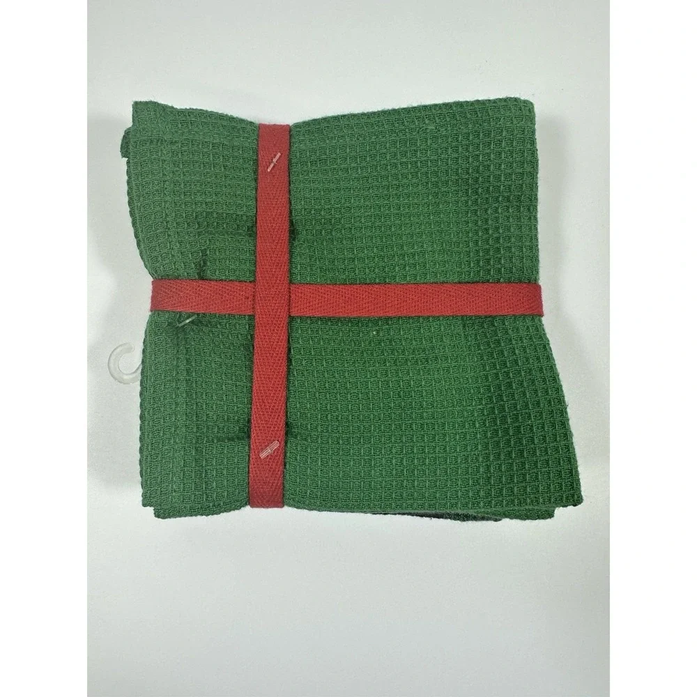 HOMEWEAR Green Black Check Buffalo Plaid Dishcloths Cotton Cabin/Lodge Set of 4